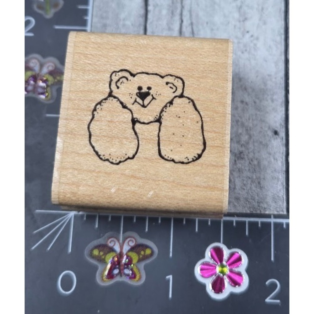 Dots Floppy Teddy Bear C129 1989 Rubber Stamp Wood #Q19